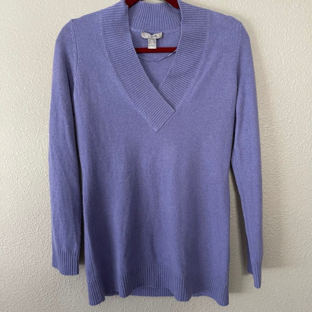 Cashmere Charter Club V-Neck Soft Fall Pullover Ribbed Hem Womens Sweater XS